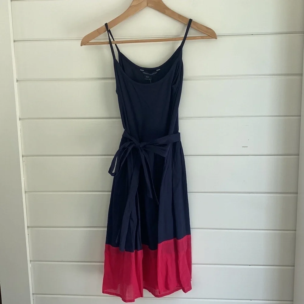 NWT French Connection | Navy Blue Dress with Pink Detailing - Picture 2 of 7